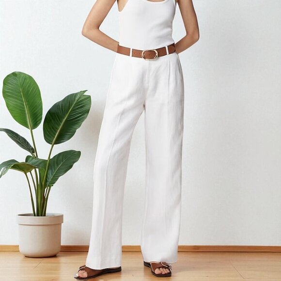 J. Crew Wide-leg Essential pant in linen Size 4 - Picture 1 of 14